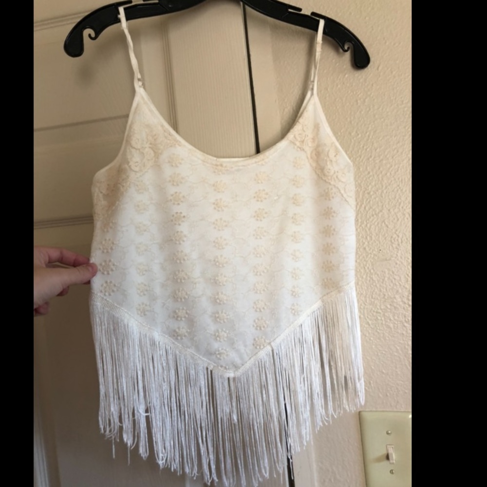 Buckle fringe and lace tank M
